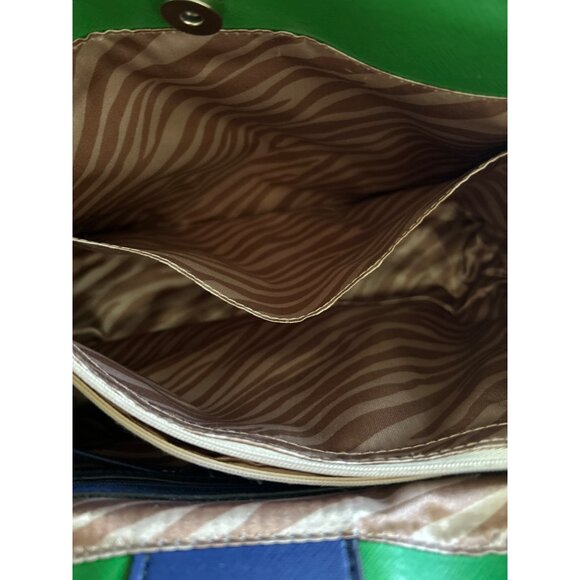 Dana Buchman Womens Blue Green Striped Tote Bag Large Handbag Shoulder Purse - Picture 11 of 16